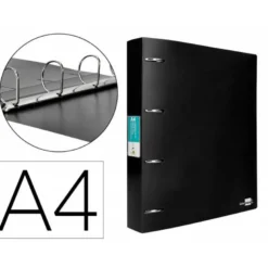 CARPETA 4 ANILLAS 40 MM LIDERPAPEL DIN A4 COLOR NEGRO POLIPROPILENO