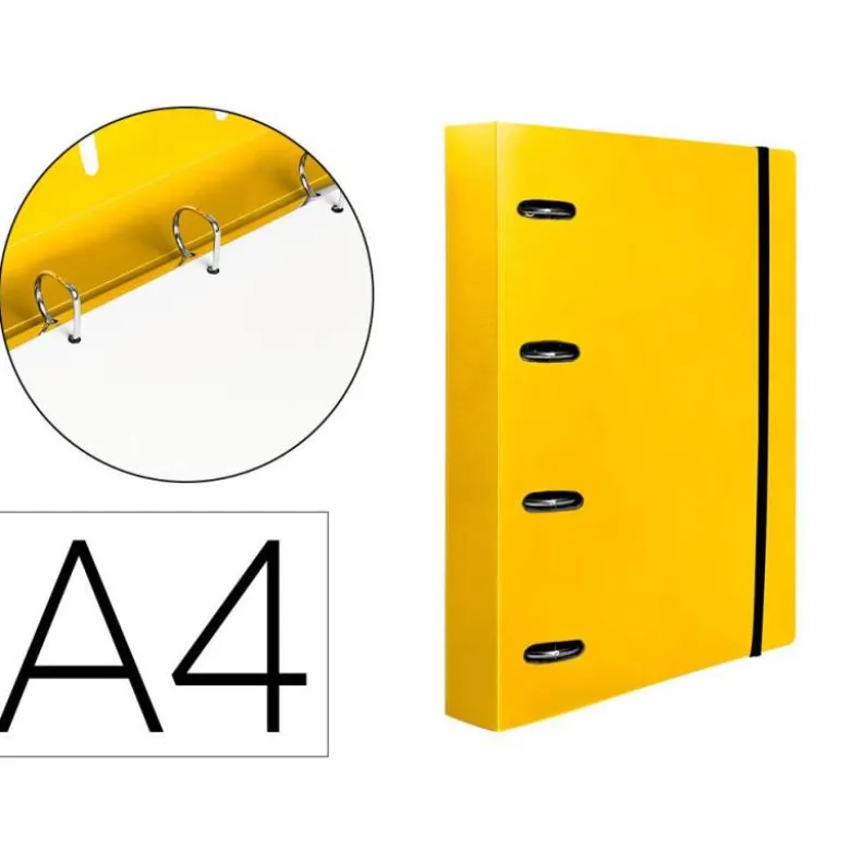 CARPETA 4 ANILLAS 25 MM LIDERPAPEL DIN A4 COLOR AMARILLO POLIPROPILENO