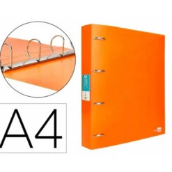 CARPETA 4 ANILLAS 40 MM LIDERPAPEL DIN A4 COLOR NARANJA POLIPROPILENO
