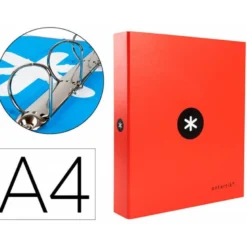 Carpeta 4 anillas 40mm Liderpapel Antartik A4 color rojo carton forrado