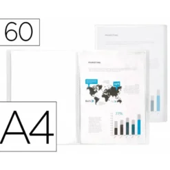 Carpeta Beautone escaparate de 60 fundas fijas Din A4 transparente