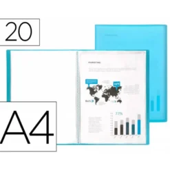 Carpeta Beautone escaparate azul con 20 fundas fijas Din a4