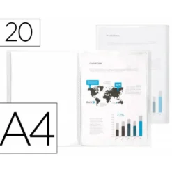 Carpeta Beautone escaparate transparente con 20 fundas fijas Din a4
