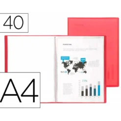 Carpeta Beautone escaparate con 40 fundas fijas Din a4 rojo