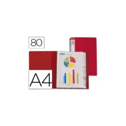 Carpeta Beautone escaparate con 80 fundas fijas Din A4 rojo