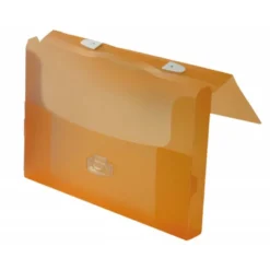 Carpeta beautone portadocumentos broche polipropileno din a4 naranja transparente.