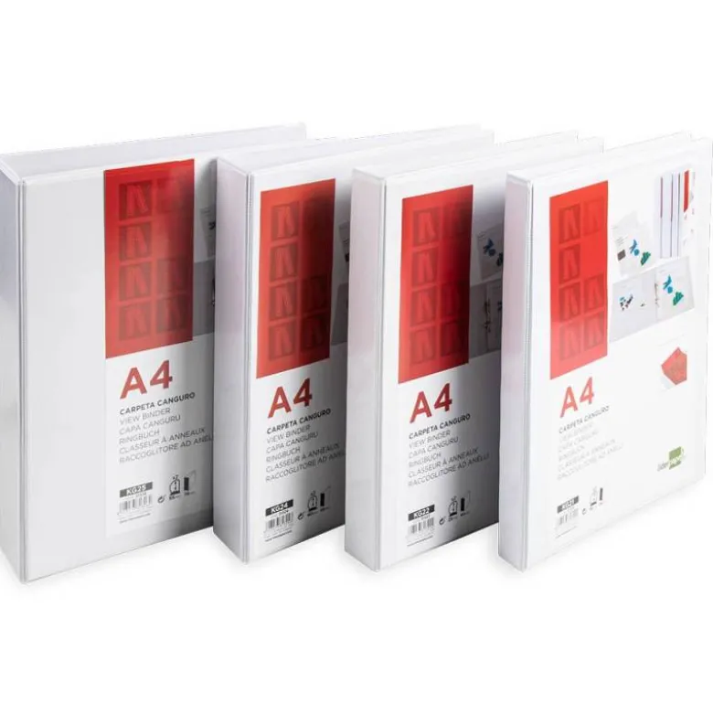 Carpeta canguro de 2 anillas Liderpapel Din A4 blanca