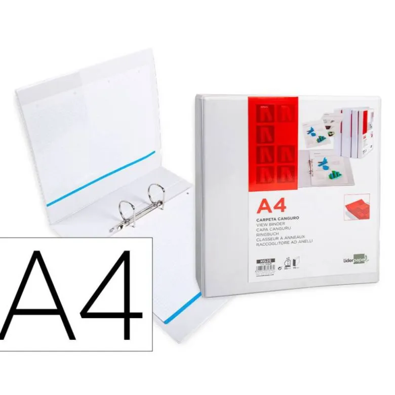 Carpeta canguro plastico Liderpapel Din A4 2 anillas lomo 78 mm