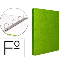 Carpeta carton forrado 4 anillas Liderpapel Paper Coat lomo 40 mm folio verde