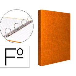 Carpeta carton forrado 4 anillas Liderpapel Paper Coat lomo 40 mm folio naranja