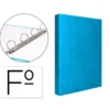 Carpeta carton forrado 4 anillas Liderpapel Paper Coat lomo 40 mm folio celeste
