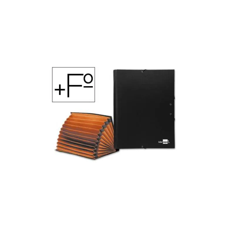 Carpeta clasificadora carton Paper Coat Liderpapel Folio negro