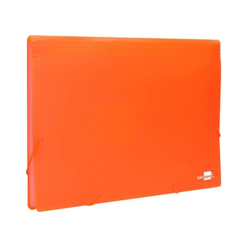 Carpeta clasificadora fuelle Liderpapel DIN A4 poliporpileno 13 departamentos color naranja