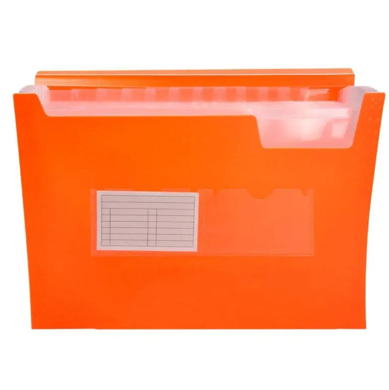 Carpeta clasificadora fuelle Liderpapel DIN A4 poliporpileno 13 departamentos color naranja