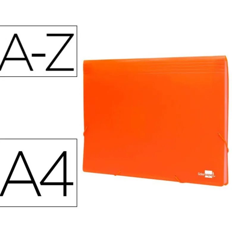 Carpeta clasificadora fuelle Liderpapel DIN A4 poliporpileno 13 departamentos color naranja