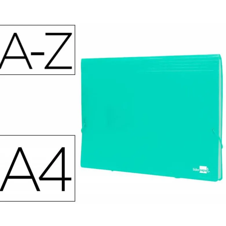 Carpeta clasificadora fuelle Liderpapel DIN A4 poliporpileno 13 departamentos color verde