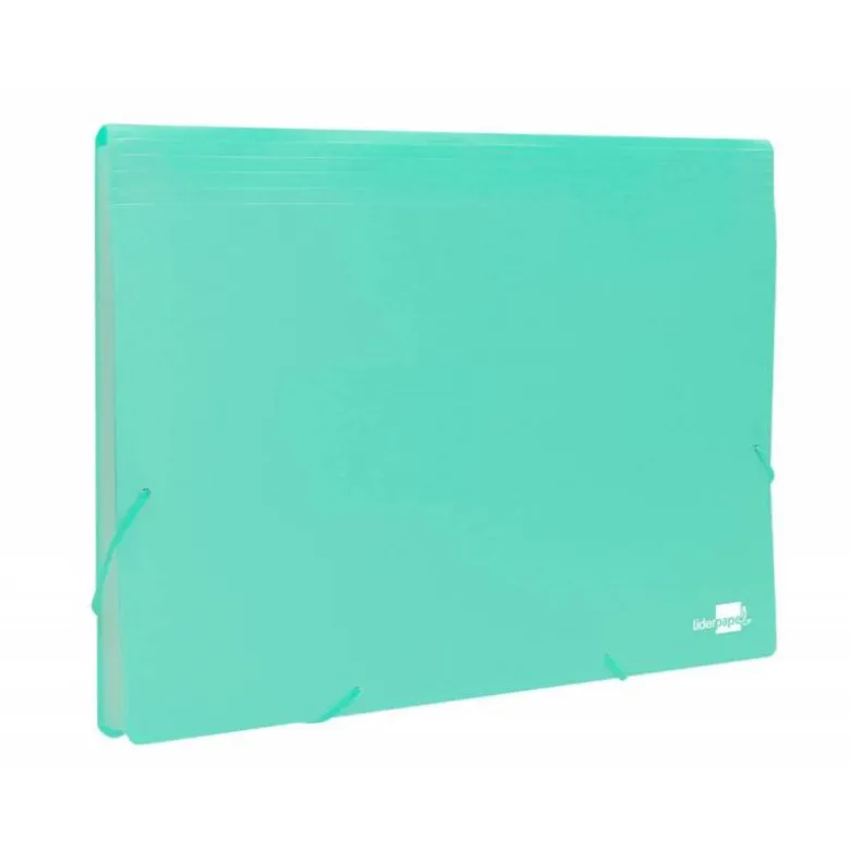 Carpeta clasificadora fuelle Liderpapel DIN A4 poliporpileno 13 departamentos color verde