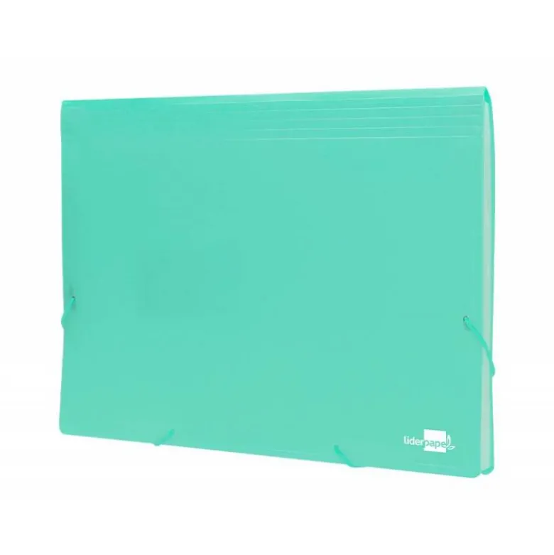 Carpeta clasificadora fuelle Liderpapel DIN A4 poliporpileno 13 departamentos color verde