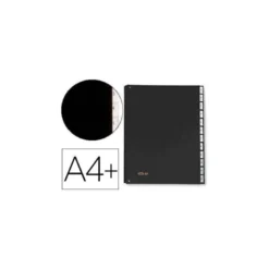 Carpeta Clasificadora Pardo DIN A4+ Carton Compacto con Fuelle 12 departamentos Negro