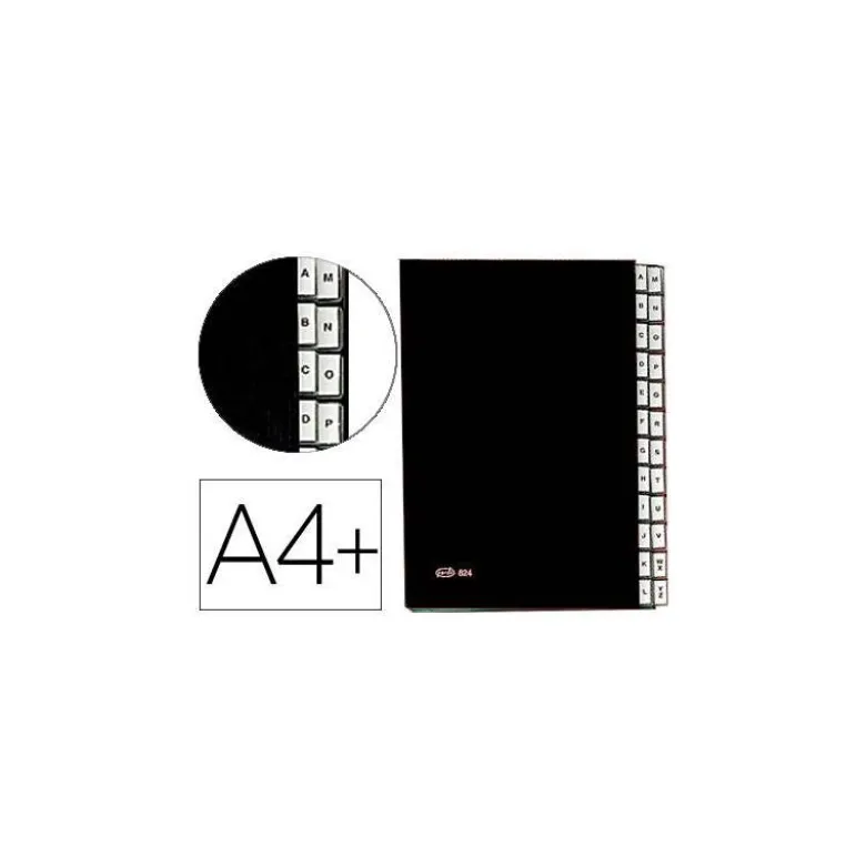 Carpeta Clasificadora Pardo DIN A4+ Carton Compacto con Fuelle 24 departamentos Negro