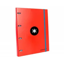 Carpeta con recambio Antartik A4 4 anillas 25 mm de Carton forrado color rojo