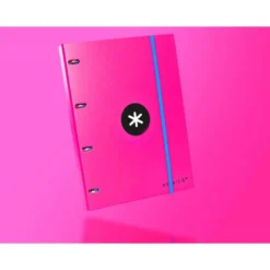 Carpeta con recambio Antartik A4 4 anillas 25 mm de Carton forrado color rosa