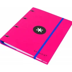 Carpeta con recambio Antartik A4 4 anillas 25 mm de Carton forrado color rosa