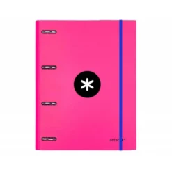 Carpeta con recambio Antartik A4 4 anillas 25 mm de Carton forrado color rosa