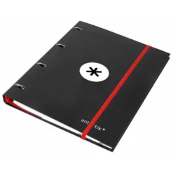 Carpeta con recambio Antartik A4 4 anillas 25 mm de Carton forrado color negro
