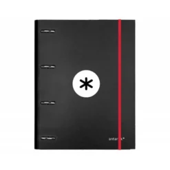 Carpeta con recambio Antartik A4 4 anillas 25 mm de Carton forrado color negro