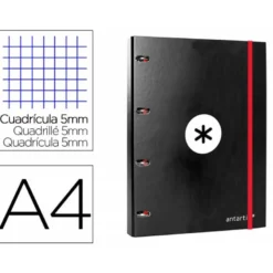 Carpeta con recambio Antartik A4 4 anillas 25 mm de Carton forrado color negro
