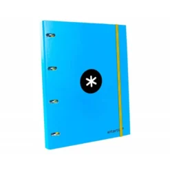 Carpeta con recambio Antartik A4 4 anillas 25 mm de Carton forrado color azul