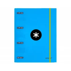 Carpeta con recambio Antartik A4 4 anillas 25 mm de Carton forrado color azul