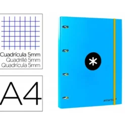 Carpeta con recambio Antartik A4 4 anillas 25 mm de Carton forrado color azul