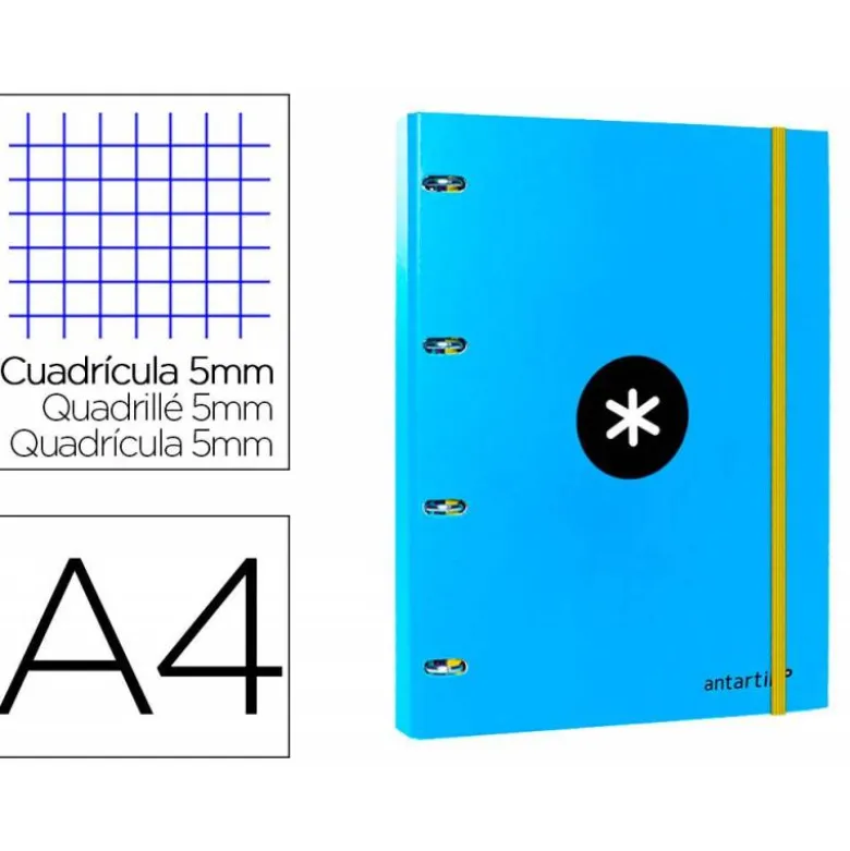 Carpeta con recambio Antartik A4 4 anillas 25 mm de Carton forrado color azul