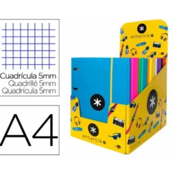 Carpeta con recambio Antartik A4 4 anillas 25 mm de Carton forrado Colores surtidos