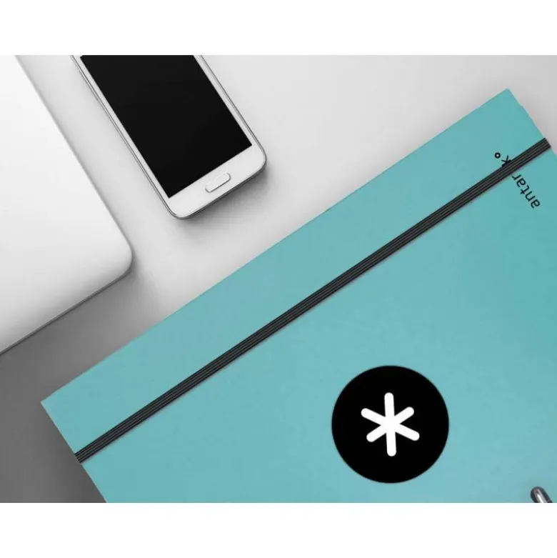 CARPETA CON RECAMBIO LIDERPAPEL ANTARTIK A4 CUADRO 5MM FORRADA 4 ANILLAS 25MM COLOR MENTA