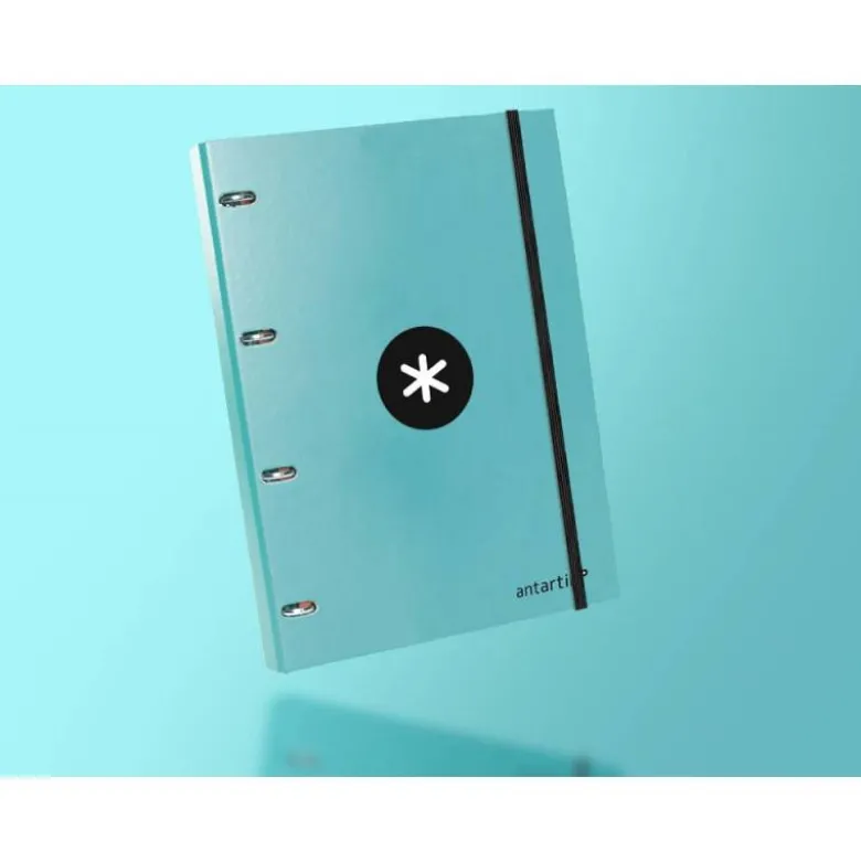 CARPETA CON RECAMBIO LIDERPAPEL ANTARTIK A4 CUADRO 5MM FORRADA 4 ANILLAS 25MM COLOR MENTA