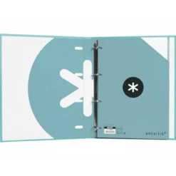 CARPETA CON RECAMBIO LIDERPAPEL ANTARTIK A4 CUADRO 5MM FORRADA 4 ANILLAS 25MM COLOR MENTA