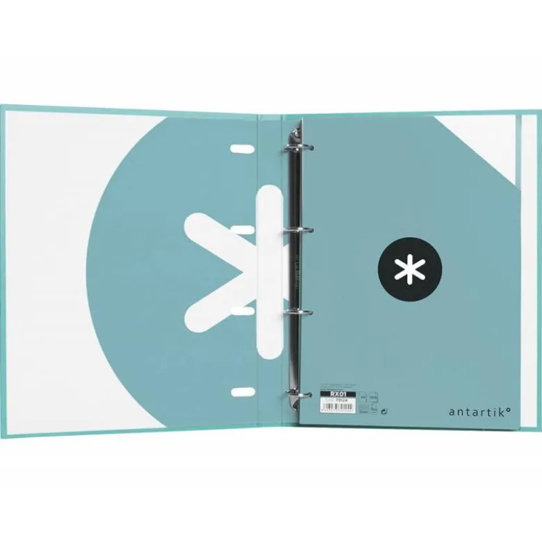 CARPETA CON RECAMBIO LIDERPAPEL ANTARTIK A4 CUADRO 5MM FORRADA 4 ANILLAS 25MM COLOR MENTA