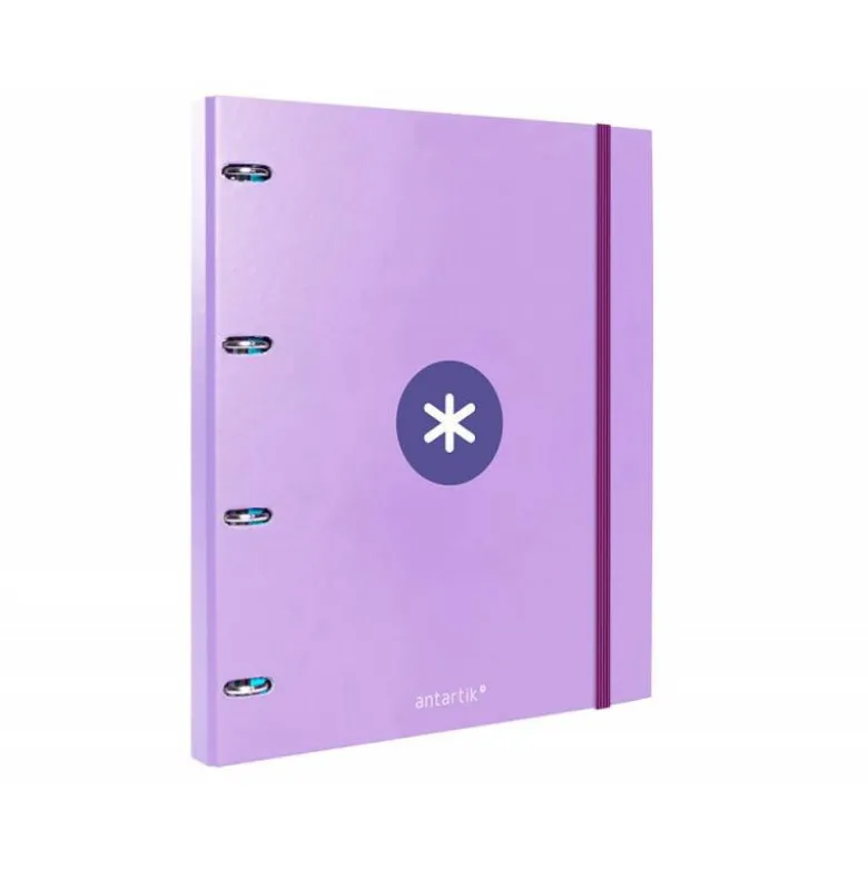 CARPETA CON RECAMBIO LIDERPAPEL ANTARTIK A4 CUADRO 5MM FORRADA 4 ANILLAS 25MM COLOR LAVANDA LILA