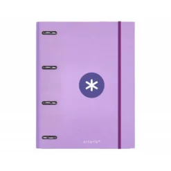 CARPETA CON RECAMBIO LIDERPAPEL ANTARTIK A4 CUADRO 5MM FORRADA 4 ANILLAS 25MM COLOR LAVANDA LILA