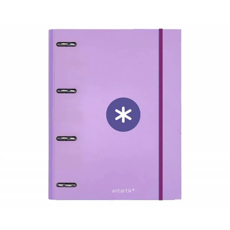 CARPETA CON RECAMBIO LIDERPAPEL ANTARTIK A4 CUADRO 5MM FORRADA 4 ANILLAS 25MM COLOR LAVANDA LILA