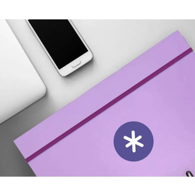 CARPETA CON RECAMBIO LIDERPAPEL ANTARTIK A4 CUADRO 5MM FORRADA 4 ANILLAS 25MM COLOR LAVANDA LILA