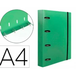 CARPETA CON RECAMBIO LIDERPAPEL A4 CUADRO 5MM 100 HOJAS 80G POLIPROPILENO 4 ANILLAS 40MM VERDE MANZANA