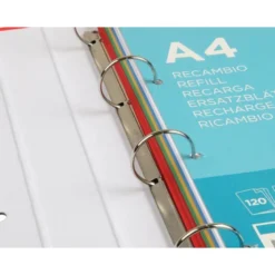 Carpeta con recambio Liderpapel A4 4 anillas 40 mm Cartón forrado Colores surtidos