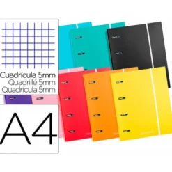 Carpeta con recambio Liderpapel A4 4 anillas 40 mm Cartón forrado Colores surtidos