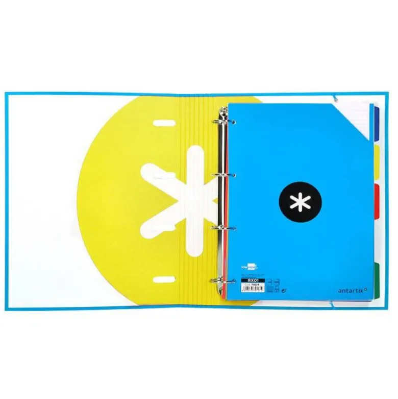 CARPETA CON RECAMBIO LIDERPAPEL ANTARTIK A4 CUADRO 5 MM FORRADA 4 ANILLAS 40MM REDONDAS COLOR AZUL