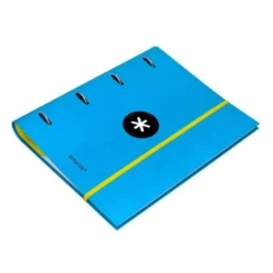 CARPETA CON RECAMBIO LIDERPAPEL ANTARTIK A4 CUADRO 5 MM FORRADA 4 ANILLAS 40MM REDONDAS COLOR AZUL