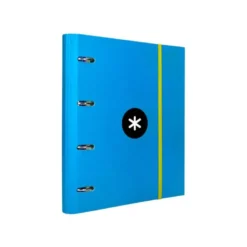 CARPETA CON RECAMBIO LIDERPAPEL ANTARTIK A4 CUADRO 5 MM FORRADA 4 ANILLAS 40MM REDONDAS COLOR AZUL